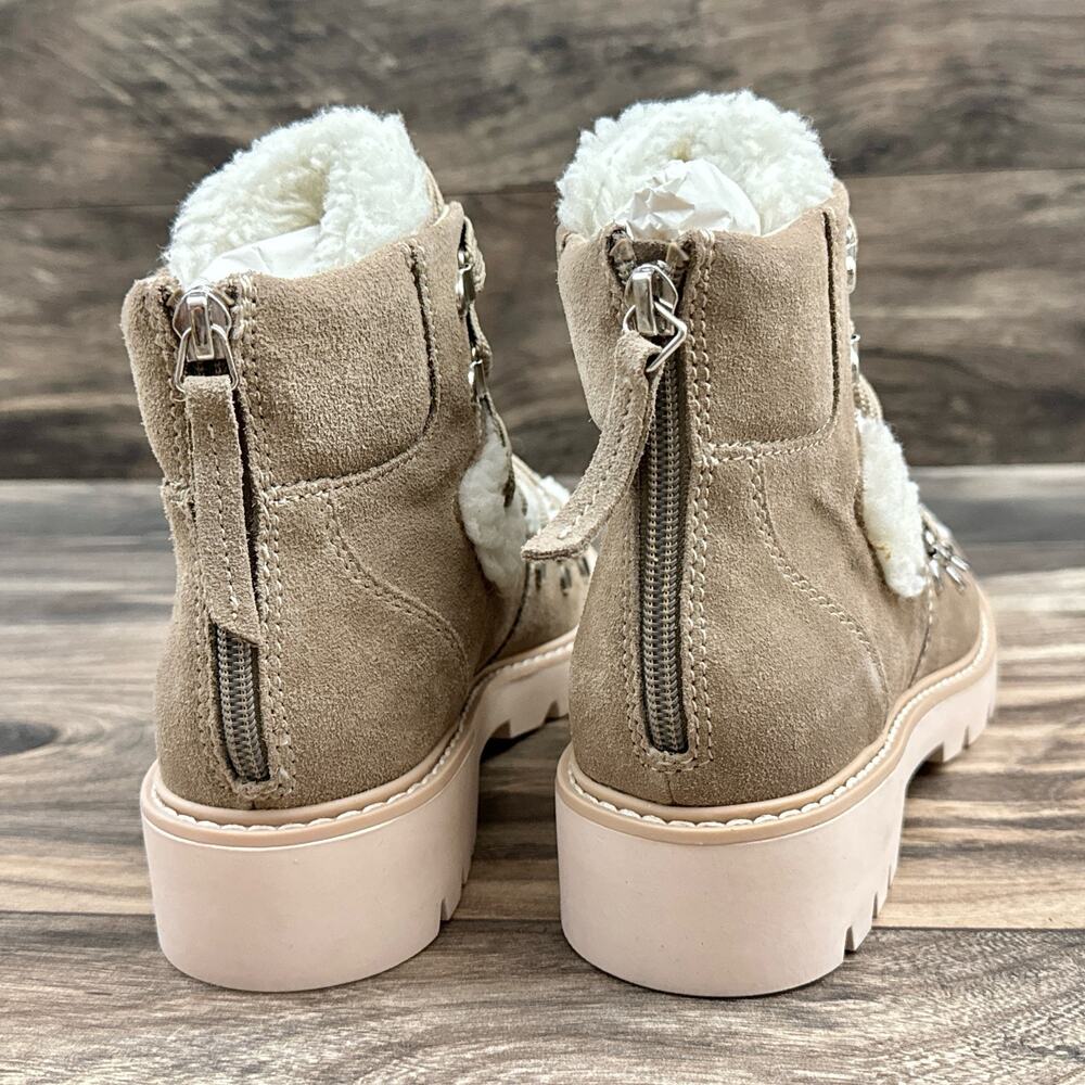NEW Dolce Vita Pace 8 Faux Shearling Trim Lug Sole Suede Hiker Ankle Boots - Picture 9 of 12